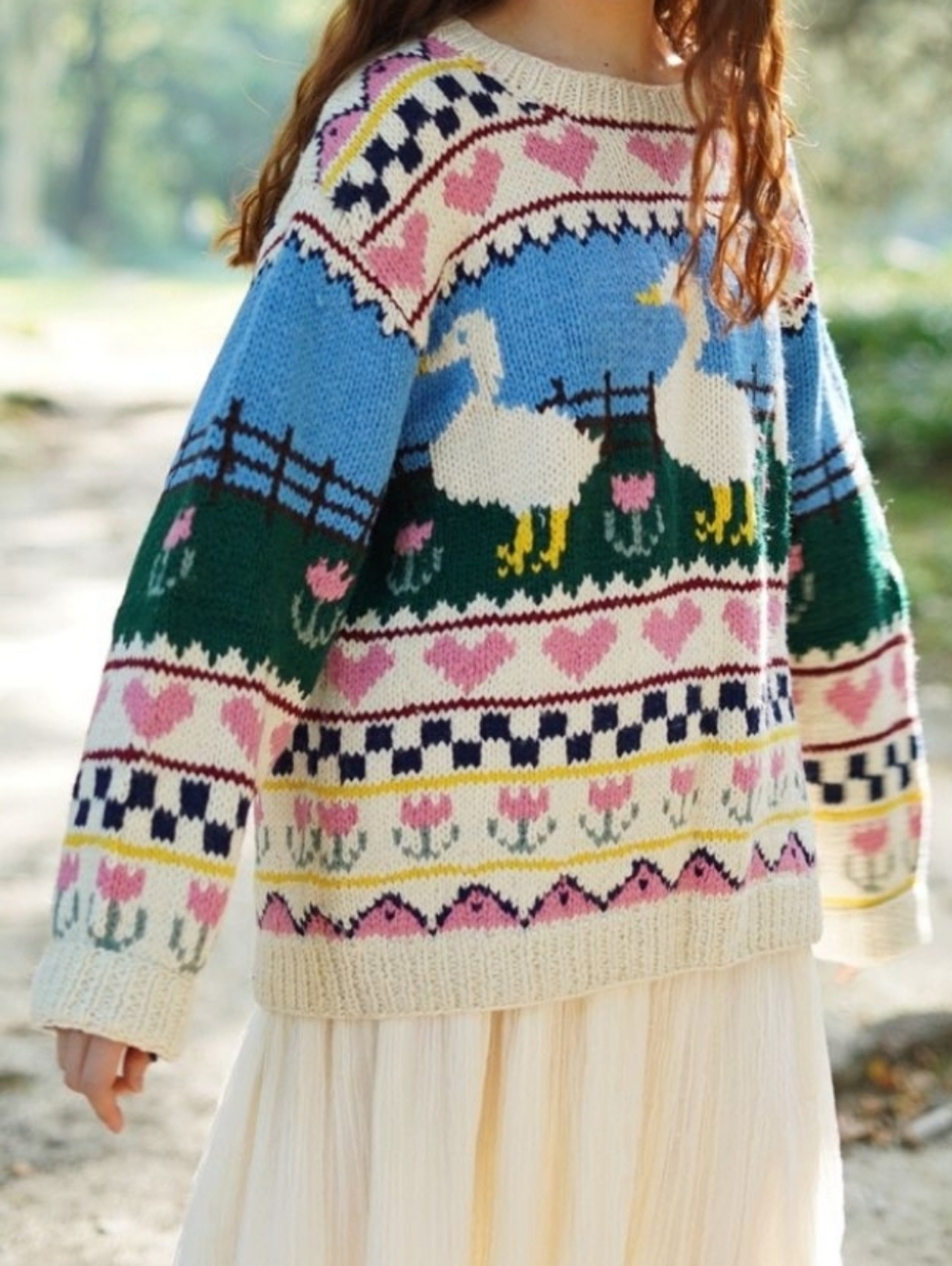 KINA AND TAM Duck Tales whimsy‎ faire isle farmcore sweater XS
